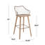 Tabouret de bar à hauteur fixe en bois blanchi et cuivre antique avec repose-pieds carré