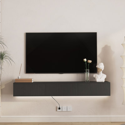 Floating TV Stand, Wall Mounted TV Stand With 16 Color Leds For 65 Inch TV