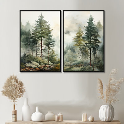 Pine Tree Misty Morning II - Traditional Art Prints On Canvas