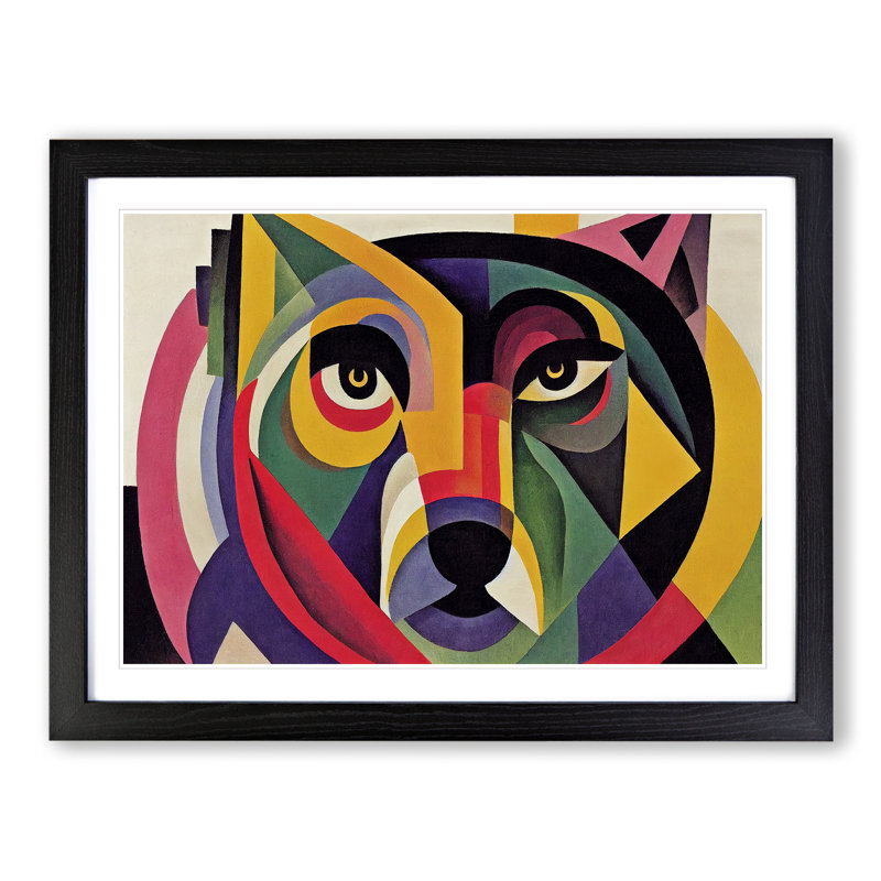 XH1022-10253X Wolf Abstract Vol.1 - Single Picture Frame Print, Black Framed, 46cm H x 64cm W x 2cm D