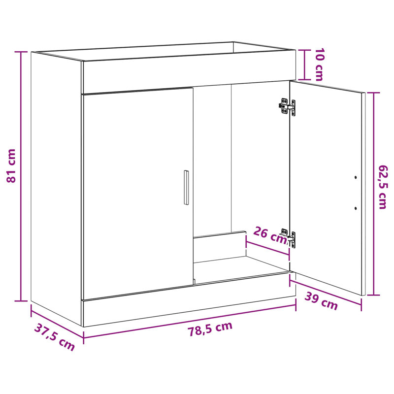 78.5cm Bathroom Vanity Base Only, Concrete Grey