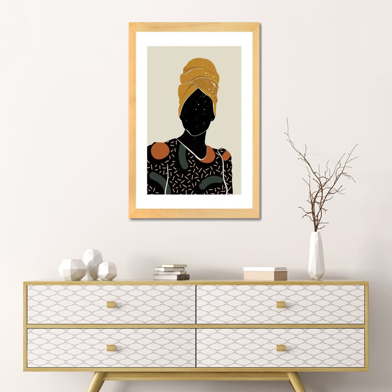 Black Hair X - impression d'art graphique, Blanc, Toile avec cadre en bois beige, H 24 po x l 16 po x P 1 po
