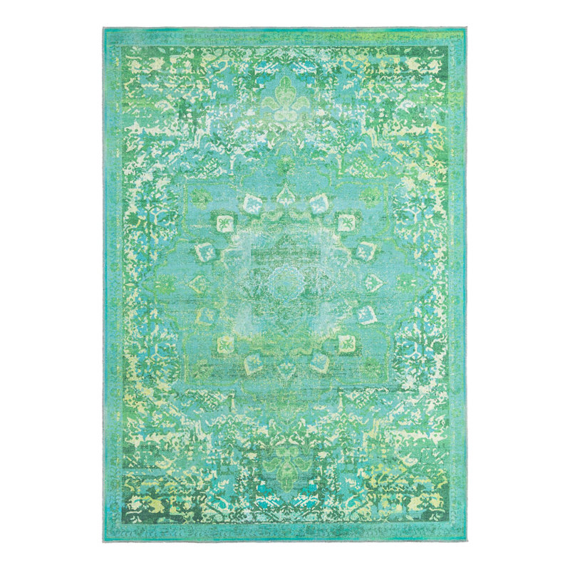 Tapis oriental vert Bitteridge, Rectangle 7 pi 10 po x 11 pi
