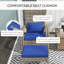 Chaise et fauteuil rembourré bleu foncé pour terrasse, cour, cour avant, jardin, patio, haut dossier et grand siège avec assise en bleu, confortable
