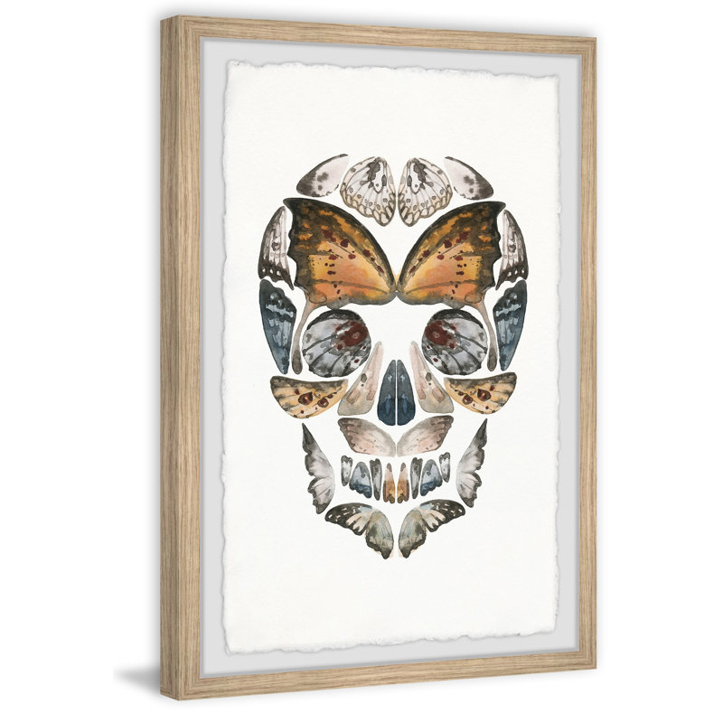 Butterfly Skull - Single Picture Frame Print, 30cm H x 20cm W x 3.81cm D