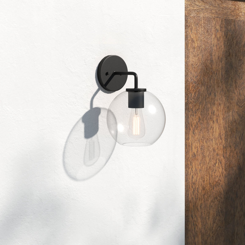 Matte Black Metal Globe Outdoor Wall Light