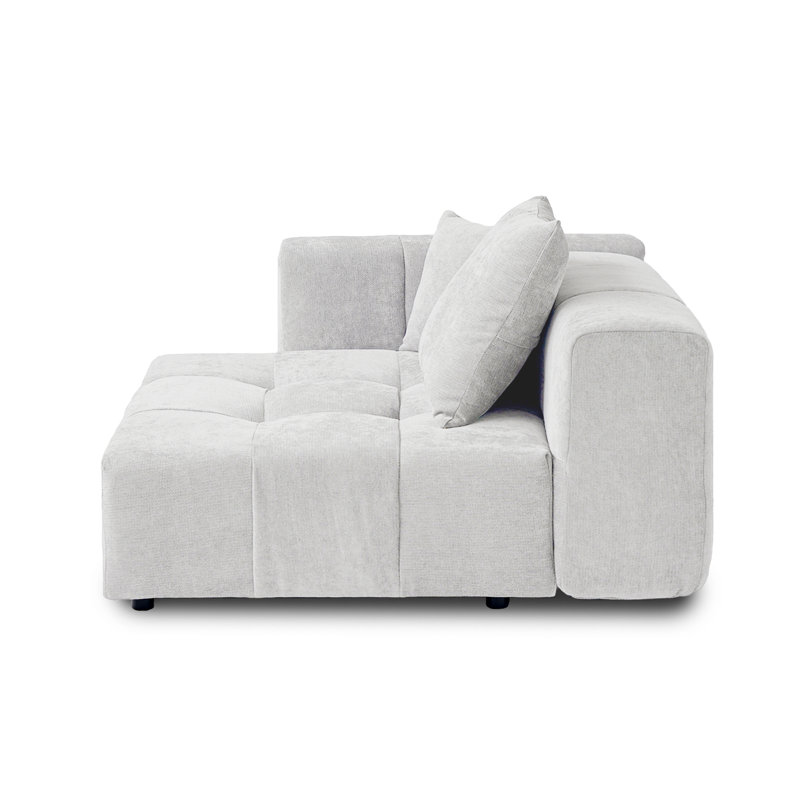 Chaise rembourrée en tissu de lin Kay, Blanc