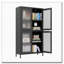 Classic Metal Storage Display Cabinet with Begonia Flower Tempered Glass