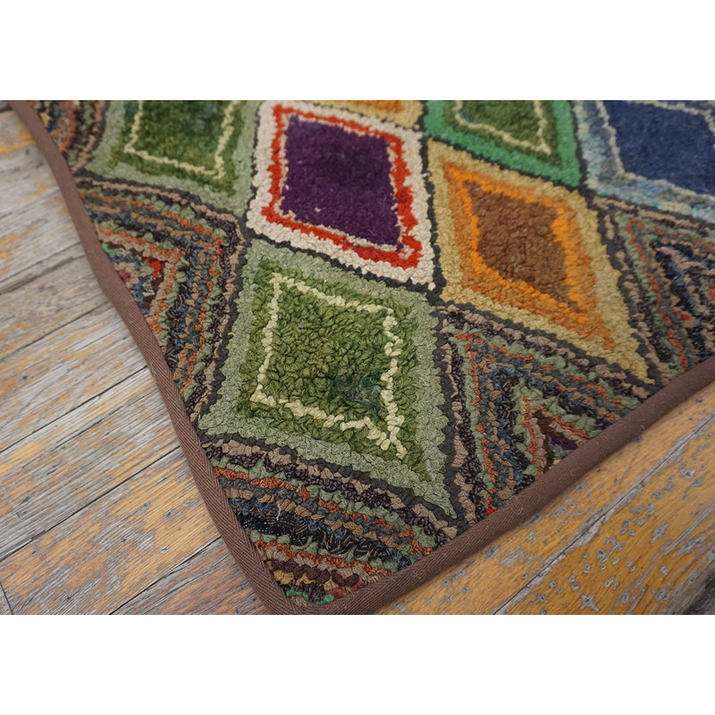 Tapis antique en laine à crochets American