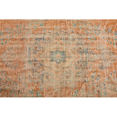 Antique Turkish Oushak Handwoven Wool Rug with Unique Pattern for Home Decor Blue/Brown
