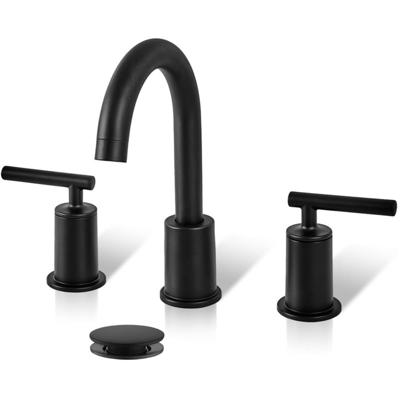 Robinet de lavabo de salle de bain moderne à 3 trous, robinet pivotant à 360 degrés avec poignée à 2 niveaux de contrôle de l'eau chaude et froide