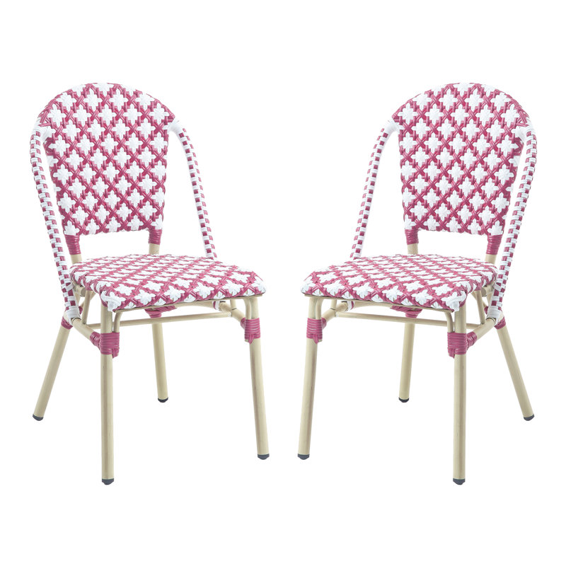 Ensemble de 2 chaises d'appoint d'extérieur Mitcham, Rose / blanc / naturel