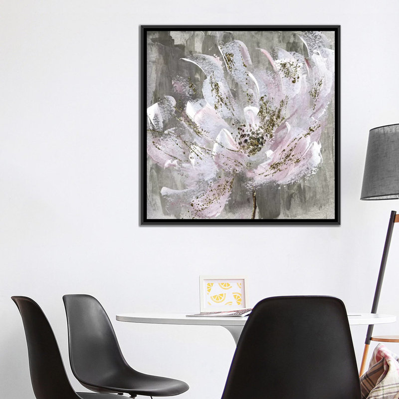 «Blushy and Splashy», impression sur toile, H 26 po x l 26 po x P 1,5 po, Toile avec cadre noir, Pas de tapis