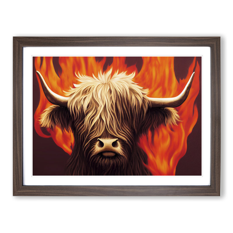 Unforgettable Highland Cow - Framed Print, 34cm H x 46cm W x 2cm D, Walnut Framed