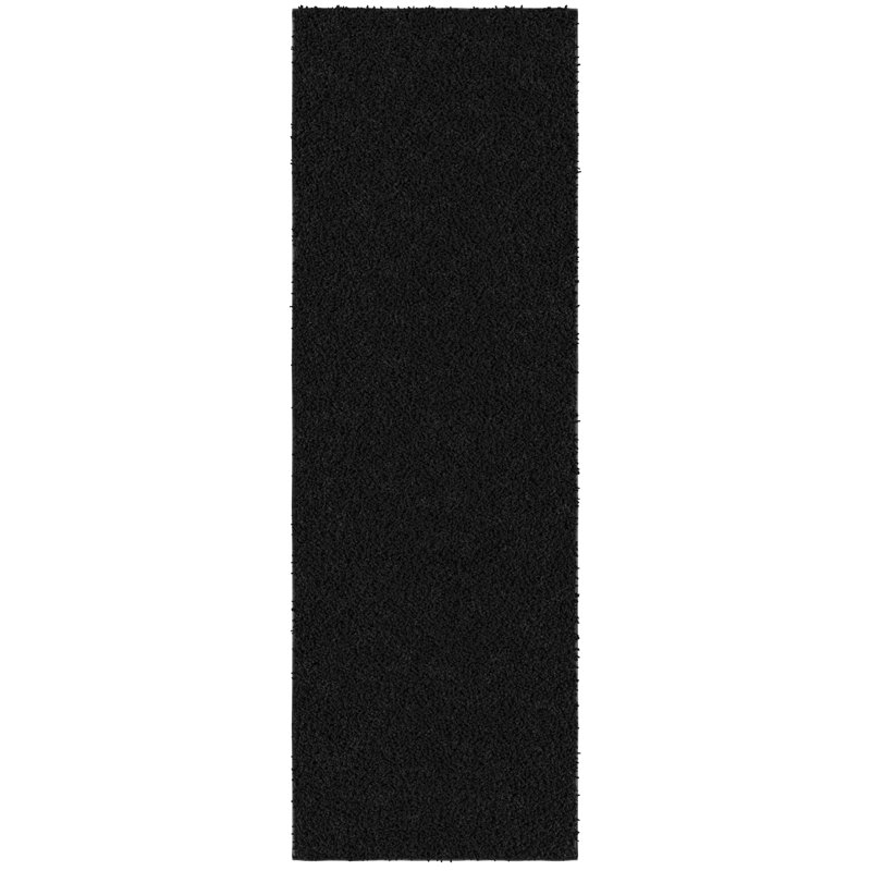 Cozy Plush Non-Slip Rubberback Extra Long Hallway Rug for Bedroom, Living Room, Bathroom, Black, Runner 2' x 29', Black