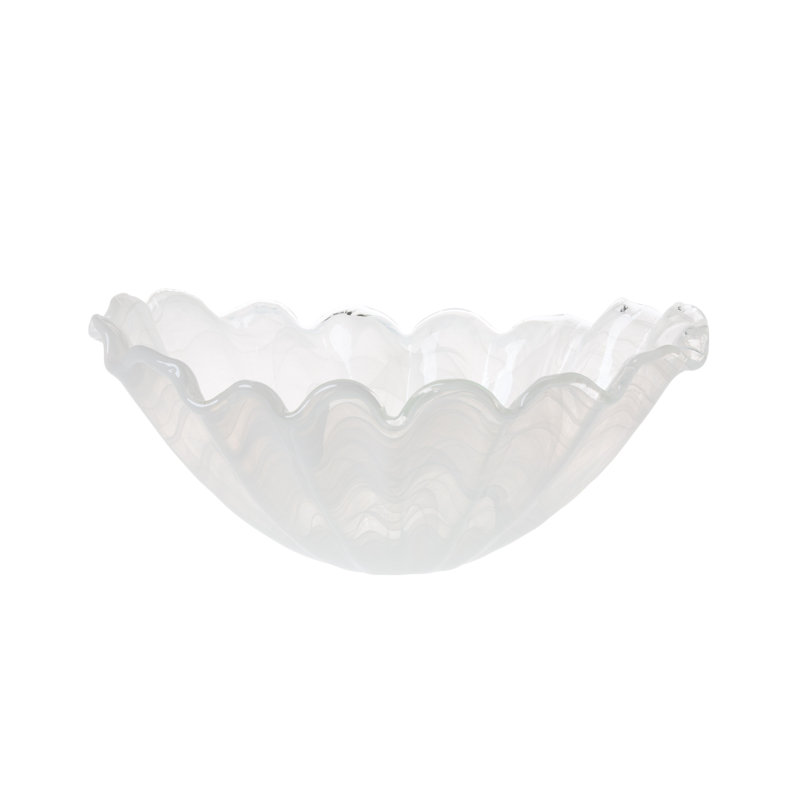 Onda Glass Serving Bowl, White