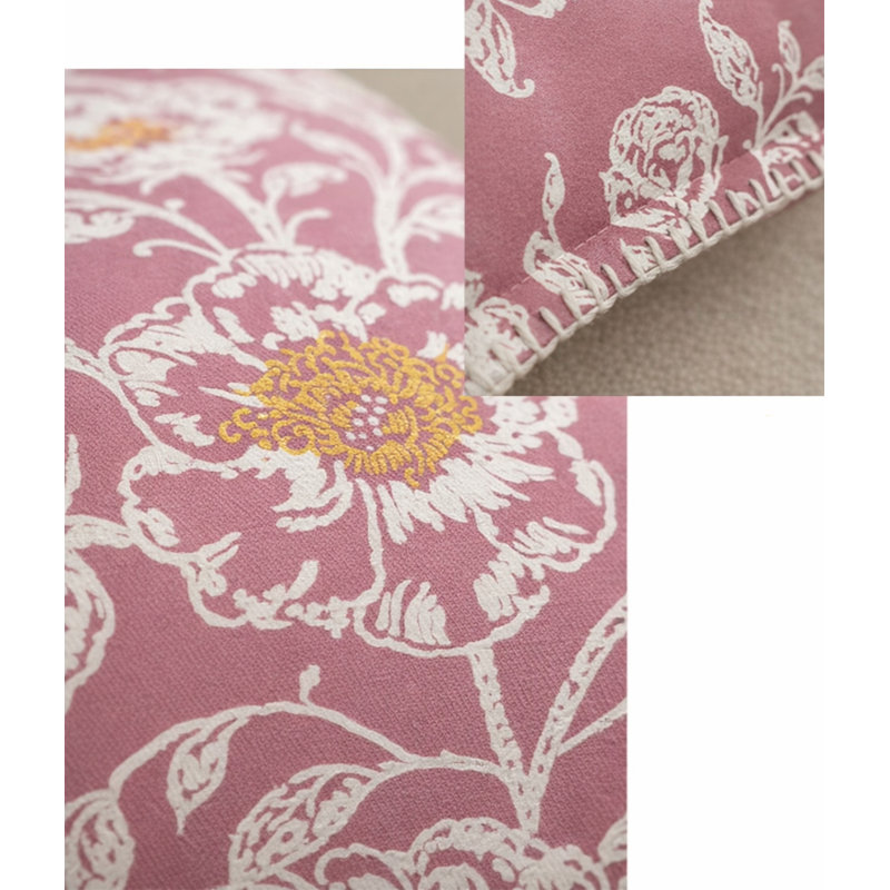 Vintage Pink Flower Printed Decorative Filled Throw Pillow 18" X 18"