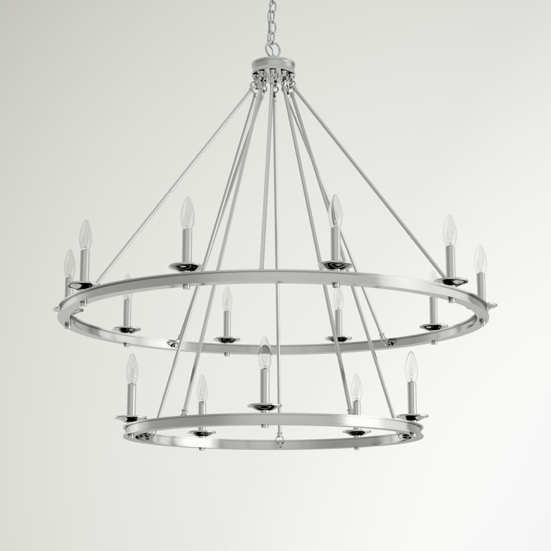 Poynor 15-Light Chandelier, Nickel satiné