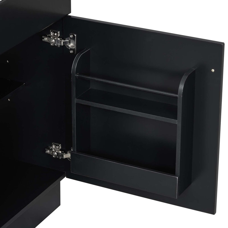 Meuble-lavabo polyvalent avec des caractéristiques haut de gamme pour un rangement élégant, Noir