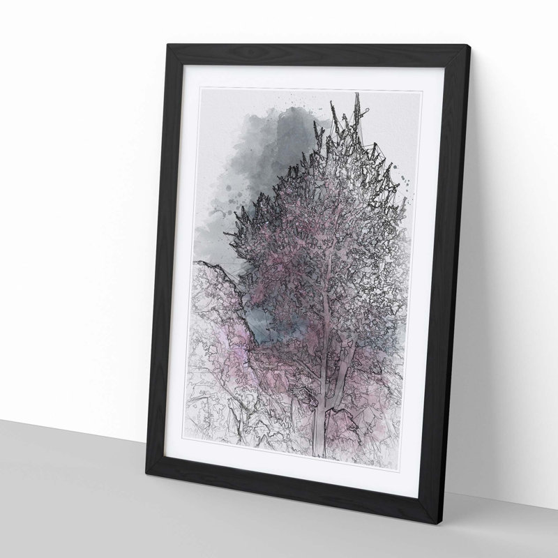 Pink Trees in Malaga Spain - Picture Frame Graphic Art Print, 76cm H x 50cm W x 2cm D, Black