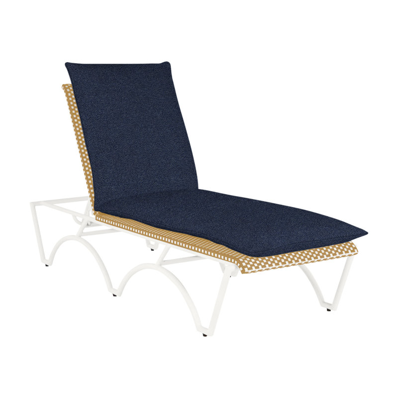 Savoy 81" Long Reclining Single Chaise with Cushions, Chalk/White/Natural, No Welt, Rollo Cream