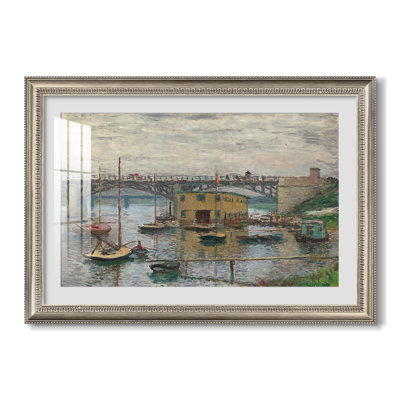 Bridge at Argenteuil on a Gray Day, c. 1876-Claude Monet-Custom Framed Canvas