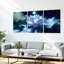 Ensemble de 3 tableaux muraux sur toile représentant des fleurs de lotus au clair de lune-1734263501
