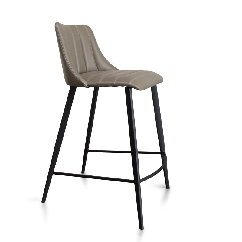 Katiusa Upholstered Counter Stool with Steel Frame, Taupe Gray