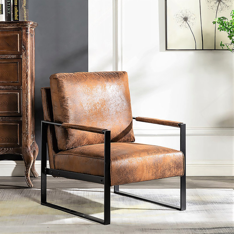 Fauteuil d'appoint Classic Mid Century Modern, Microfibre/microsuède brun clair