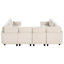 8 canapé modulaire avec rangement, revêtement en velours côtelé beige, poches latérales et ports modulaires pour salon