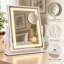 Miroir de maquillage rectangulaire lumineux avec bande DEL intégrée, 3 modes de couleur, miroir grossissant x10 et rotation à 360°