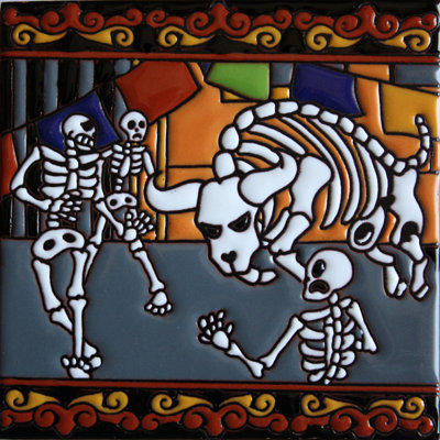 TalaMex course des taureaux. Carreau d'argile Day-Of-The-Dead