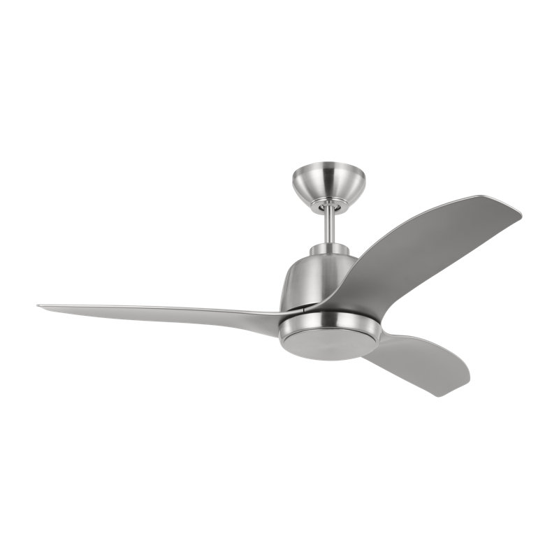 44'' Ceiling Fan with LED Lights, Silver, Brushed Steel, 15.18" H x 44" W x 44" D