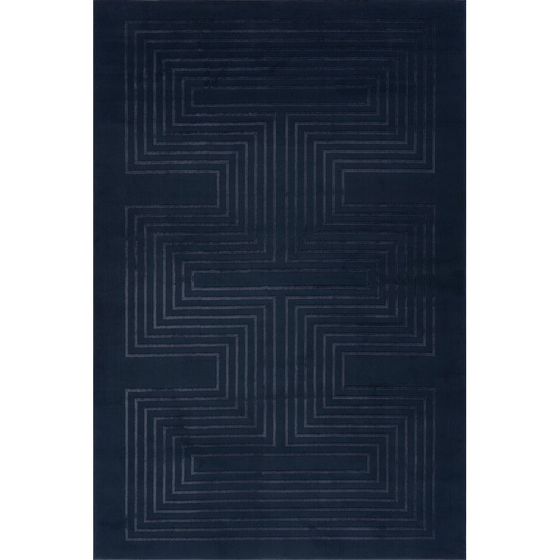 Nuloom Lunavelle Geometric Washable Area Rug, Blue, Rectangle 6'7" x 9'1"