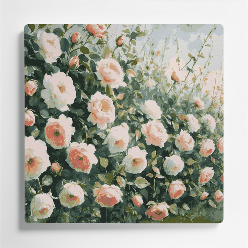 «Farm Country Rose Sprays», art mural en métal beige, H 16 po x l 16 po
