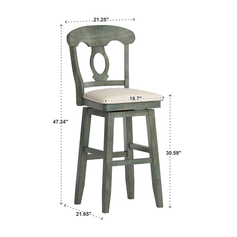 Tabouret de comptoir pivotant rembourré Marcotte, Sauge antique, Tabouret de bar (siège d'une hauteur de 30,59 po)