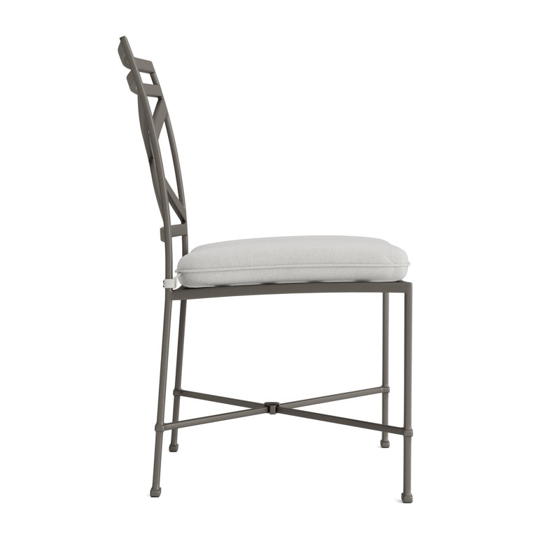 Venetian Outdoor Dining Side Chair, Mica, Fusion Dove, White