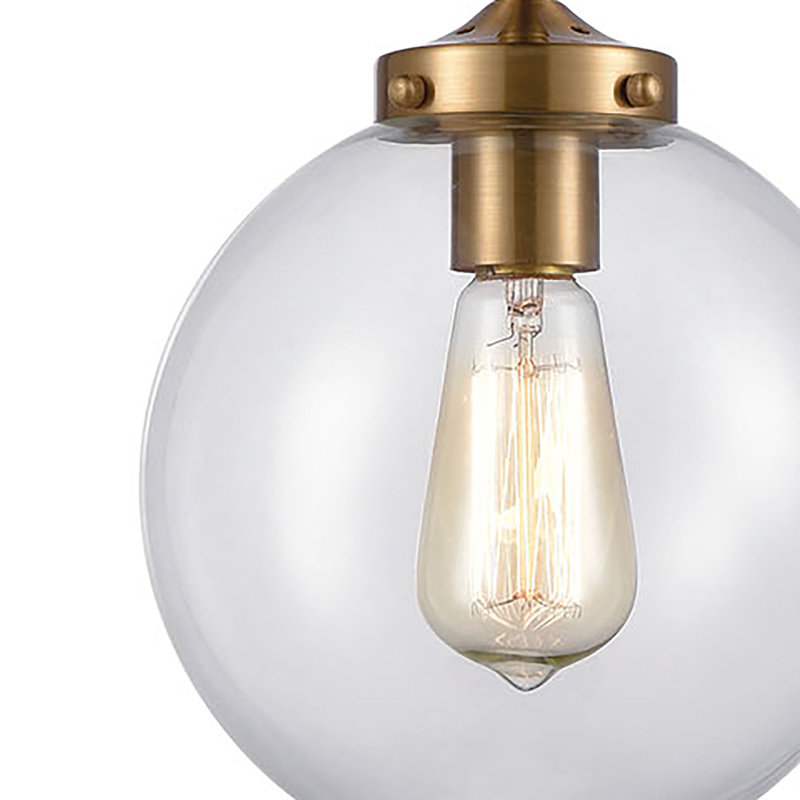 Mini-luminaire suspendu 1 lumière de 8 po Boudreaux - noir mat avec or antique, Doré, H 10 po x l 8 po x P 8 po, Ampoule E26