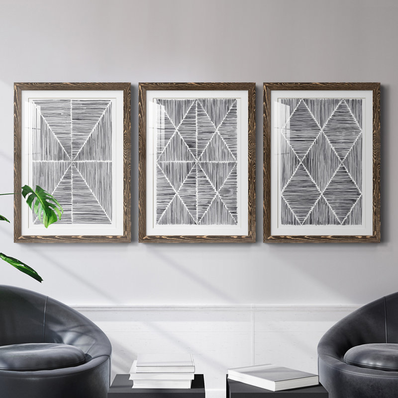 " Vibrato I " 3 - Pieces Painting Print, 43.5" H x 31.5" W x 1" D, Walnut