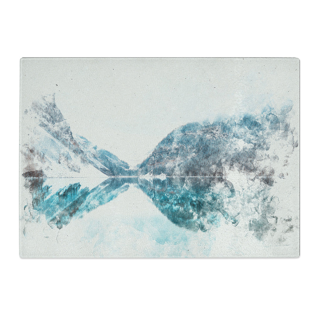 Tempered Glass Mountain Range Reflection Chopping Board