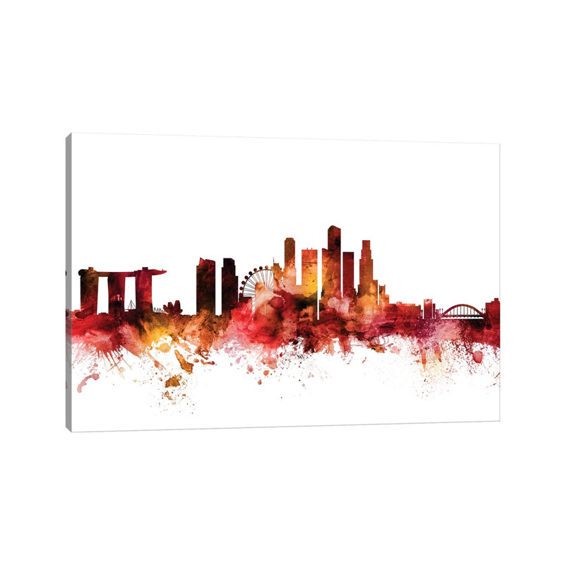 Singapore Skyline by Michael Tompsett - 1 Piece Wrapped Canvas Wall Art, 30.48 cm H x 45.72 cm W