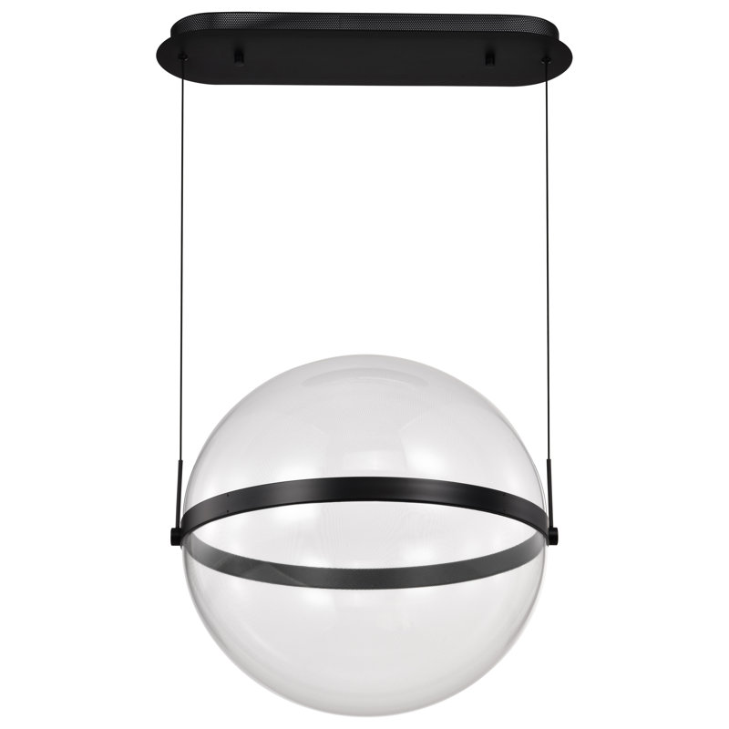 Brezina - LED Pendant - Matte Black - Silk Screened Acrylic Lens, 65.45" H x 20.5" W x 20.5" D