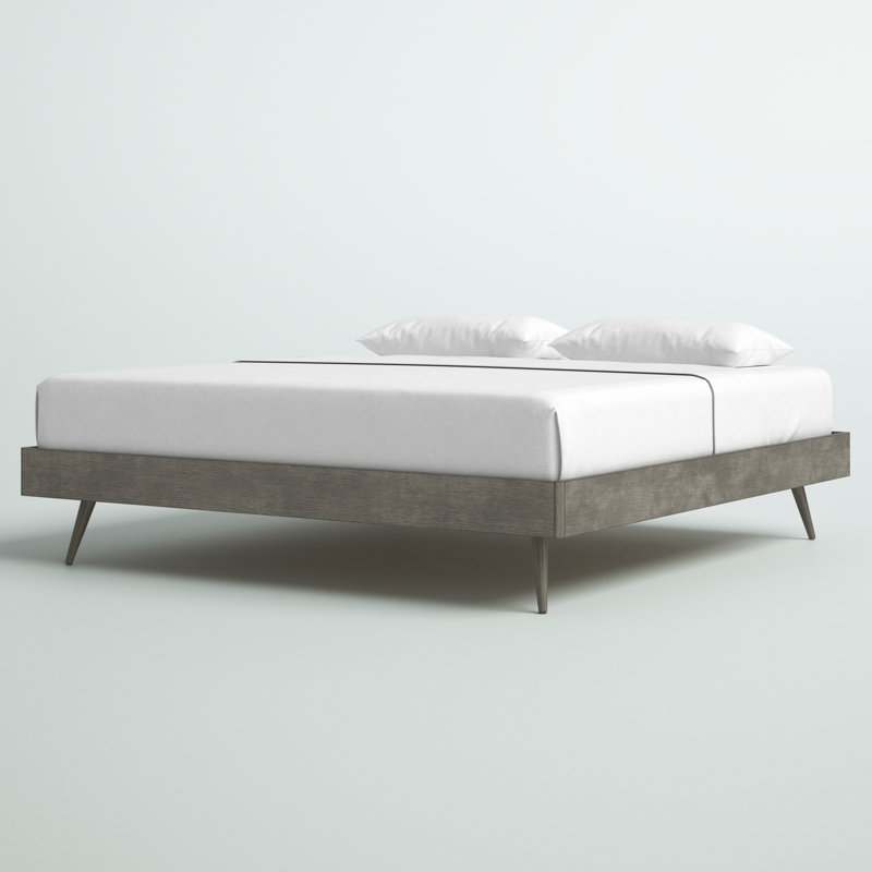Margo Wood Platform Bed Frame, Gray, King