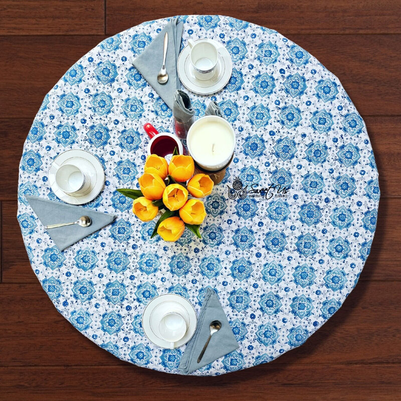 Cotton Floral Tablecloth Round