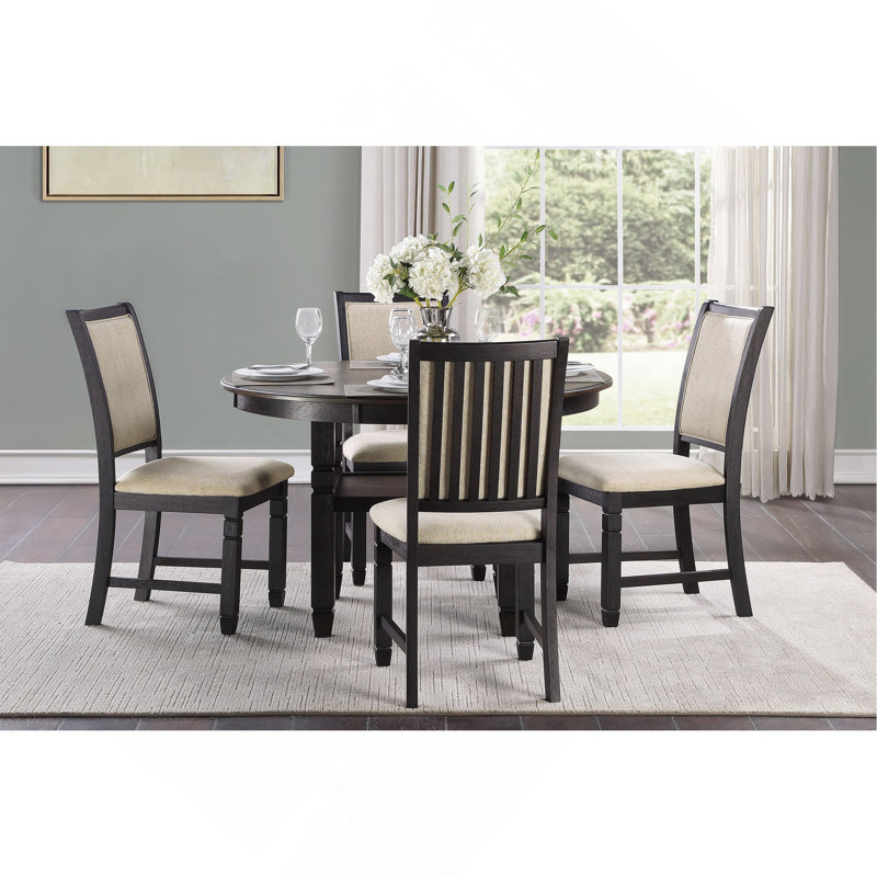 Ensemble de chaises d'appoint en bois 2 pièces revêtues de tissu texturé de couleur beige, Noir