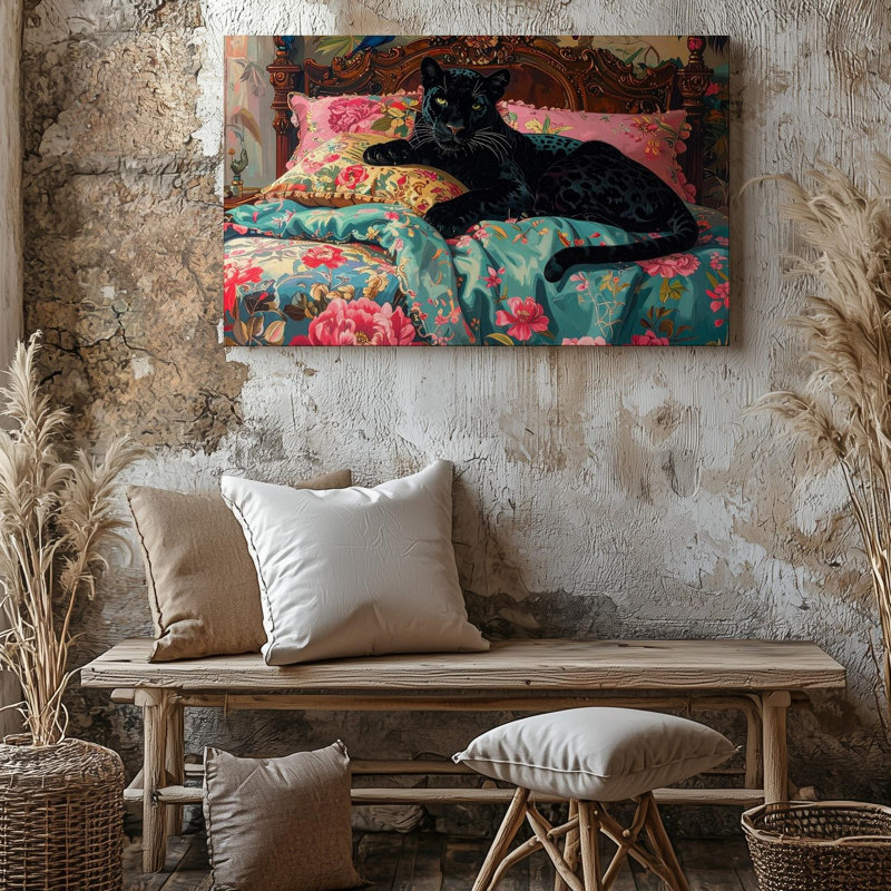 Art mural mural Panthère au paradis, H 16 po x l 20 po