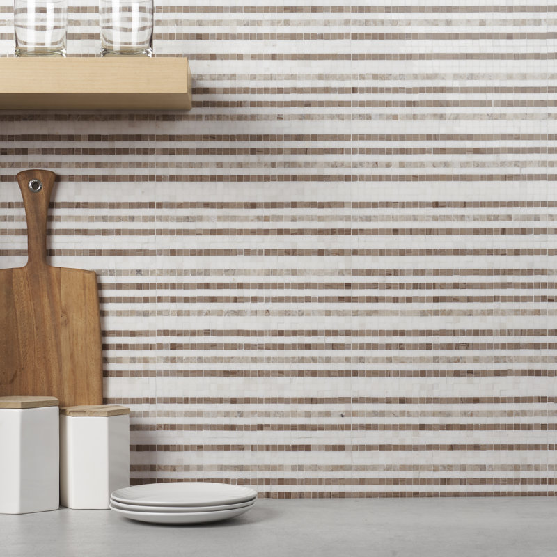 Minute 12" x 12" Marble Grid Wall & Floor Tile, Storm Beige