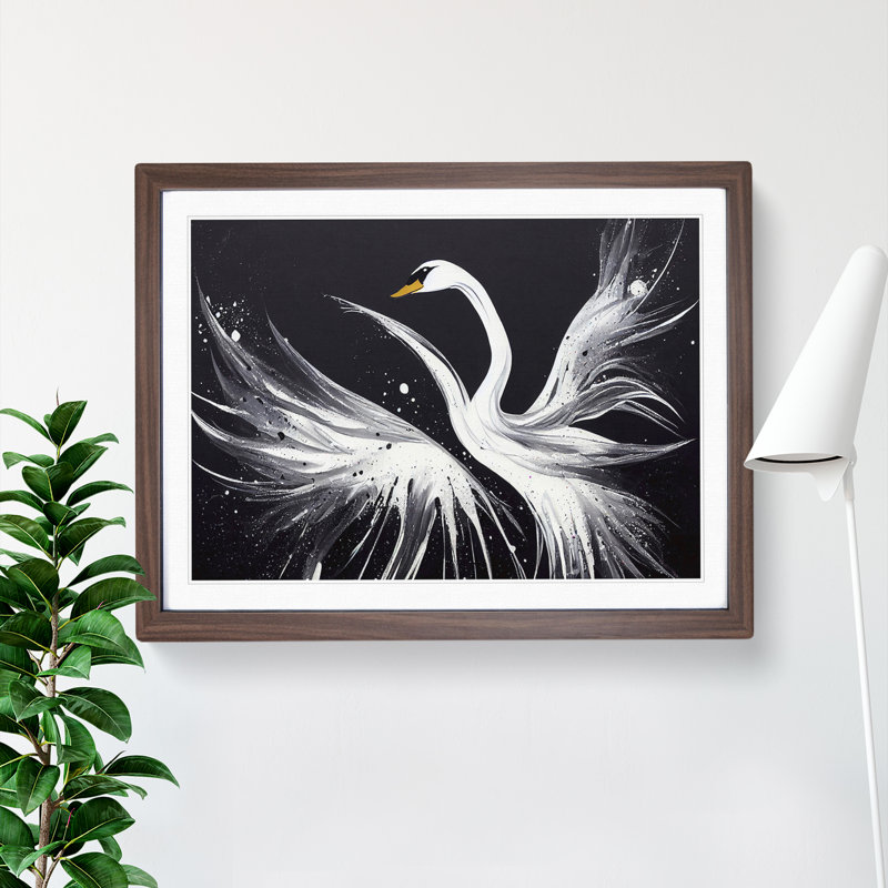 Splashed Swan Vol.2 Abstract - Framed Print, 34cm H x 46cm W x 2cm D, Walnut