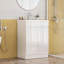 Meuble-lavabo de 24 po avec lavabo, conception sans poignée, lavabo en céramique à bords épais, charnières à fermeture en douceur, assemblage facile, finition blanc brillant