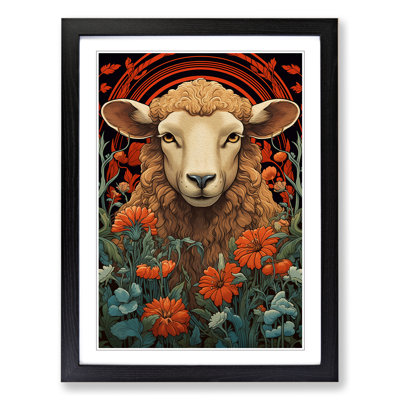 Sheep Art Nouveau Art - Framed Print